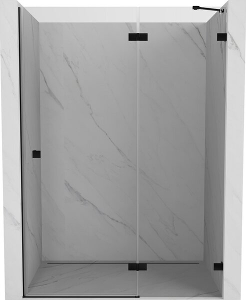 Mexen, Mexen Lunar pravé otočné sprchové dveře 130 cm, transparentní, černé - 834-130-000-70-00-P