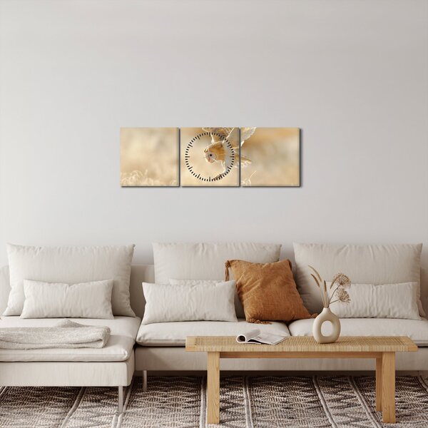 Obraz - Sova pálená (s hodinami) (90x30 cm)
