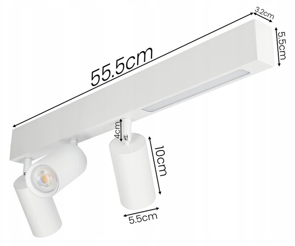 Přisazené bodové svítidlo GU10 9 W, 3 spoty, bílé