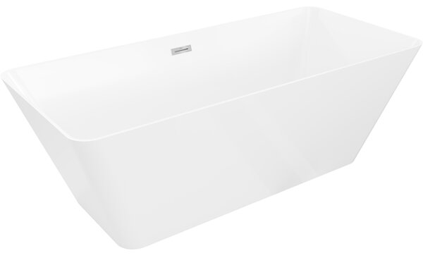 Mexen Velo Slim, volně stojící vana 170 × 75 cm, bílá lesklá, chromový přepad, 52811707500-01