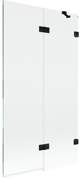 Mexen Lunar, 2-křídlová vanová zástěna pravá 100 x 150 cm, čiré sklo, černá matná, 897-100-100-70-00-P