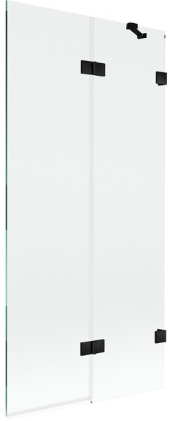 Mexen Lunar, 2-křídlová vanová zástěna pravá 90 x 150 cm, čiré sklo, černá matná, 897-090-100-70-00-P