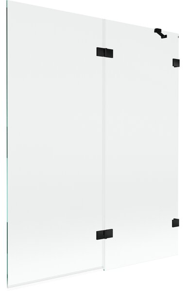 Mexen Lunar, 2-křídlová vanová zástěna pravá 140 x 150 cm, čiré sklo, černá matná, 897-140-100-70-00-P