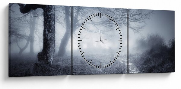 Obraz - Cesta v mlze (s hodinami) (90x30 cm)
