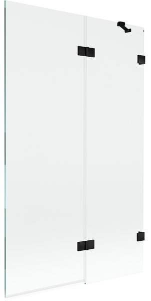 Mexen Lunar, 2-křídlová vanová zástěna pravá 110 x 150 cm, čiré sklo, černá matná, 897-110-100-70-00-P
