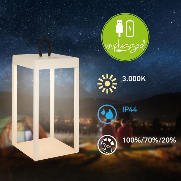 BRILO 7511011 Luca LED bezdrátová lucerna IP44, stmívatelné, dotykový vypínač, béžová - BRILO
