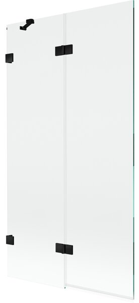 Mexen Lunar, 2-křídlová vanová zástěna levá 100 x 150 cm, čiré sklo, černá matná, 897-100-100-70-00-L