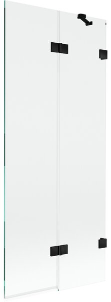 Mexen Lunar, 2-křídlová vanová zástěna pravá 80 x 150 cm, čiré sklo, černá matná, 897-080-100-70-00-P