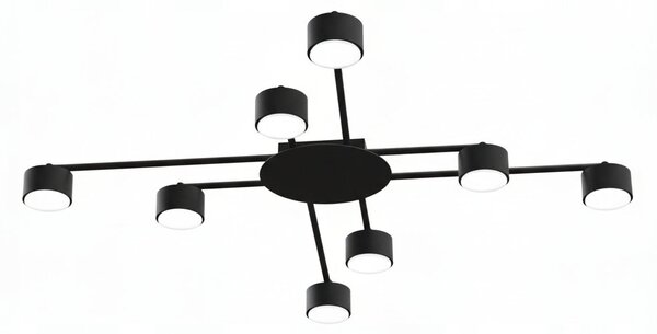 Černé přisazené bodové svítidlo GX53, 8 spotů, nastavitelné, IP20