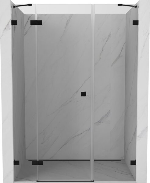Mexen Lunar, levé otočné sprchové dveře 125 cm, čiré sklo, černý profil, 834S-125-050-70-00-L