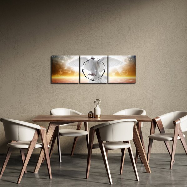 Obraz holubice (s hodinami) (90x30 cm)