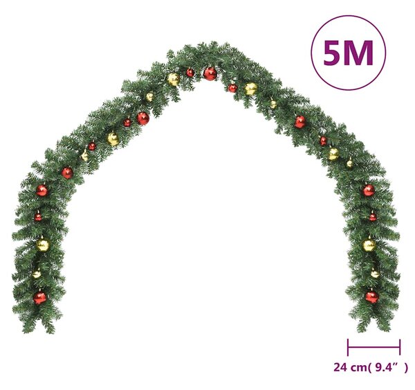 Vánoční girlanda zdobená baňkami 5 m 284305