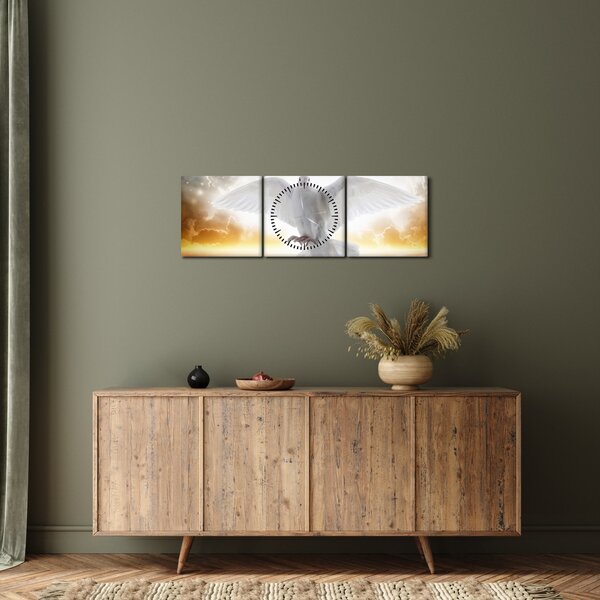 Obraz holubice (s hodinami) (90x30 cm)