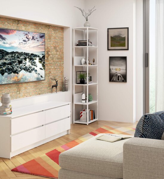 Průmyslový regál 50 cm, 6 polic, bílý / bílý