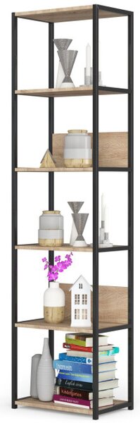 Průmyslový regál 50 cm, 6 polic, černý / dub sonoma