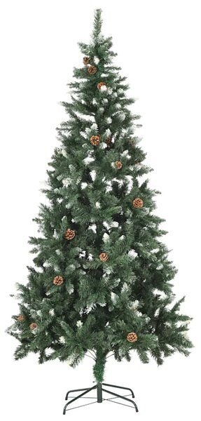 Umělý vánoční stromek se šiškami a bílými třpytkami 210 cm 284319