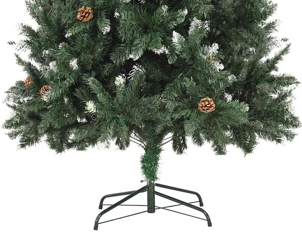 Umělý vánoční stromek se šiškami a bílými třpytkami 210 cm 284319