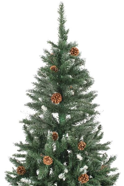 Umělý vánoční stromek se šiškami a bílými třpytkami 210 cm 284319