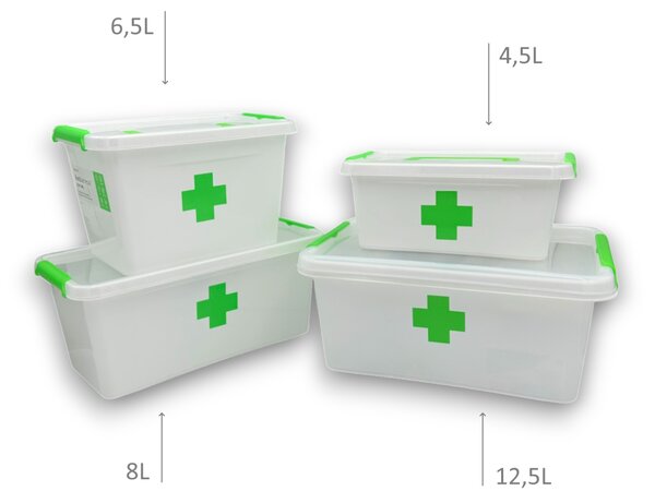 ALTOM Lékárnička, úložný box na léky s vnořeným organizérem, 2v1, s madlem, antibakteriální, 12.5l