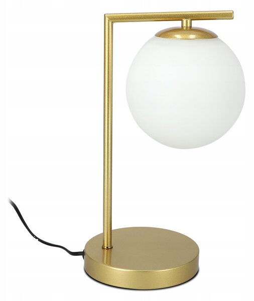 Stolní lampa E27, zlatá se skleněným stínidlem