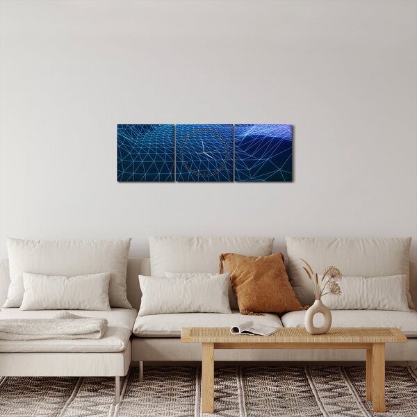Obraz - Hory v počítačovém modelu (s hodinami) (90x30 cm)