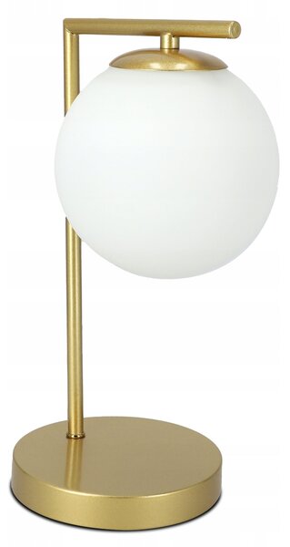 Stolní lampa E27, zlatá se skleněným stínidlem
