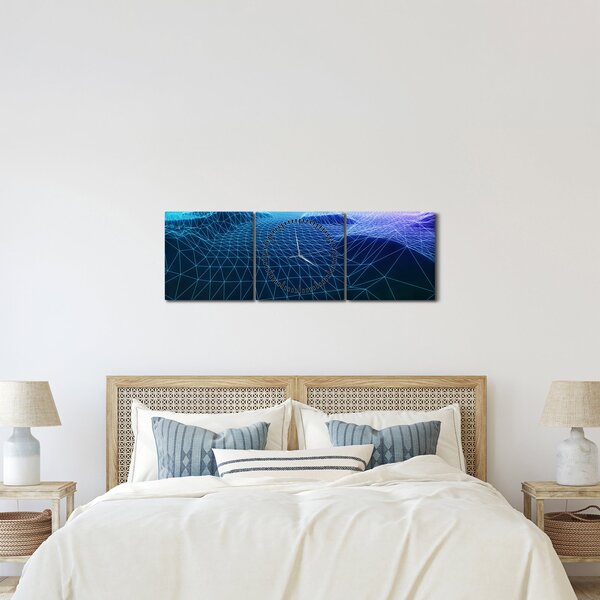 Obraz - Hory v počítačovém modelu (s hodinami) (90x30 cm)