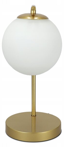 Stolní lampa E27, zlatá se skleněným stínidlem