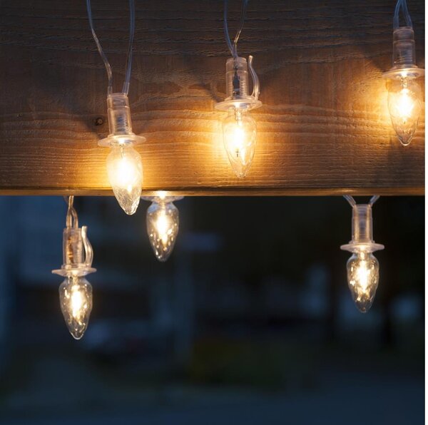 Rozšiřovací LED venkovní řetěz CONE FILAMENT 20xE10 14m čirá/teplá bílá IP44
