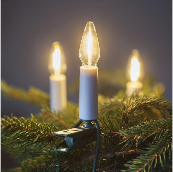Rozšiřovací LED venkovní řetěz FELICIA FILAMENT 20xE10 14m čirá/teplá bílá IP44
