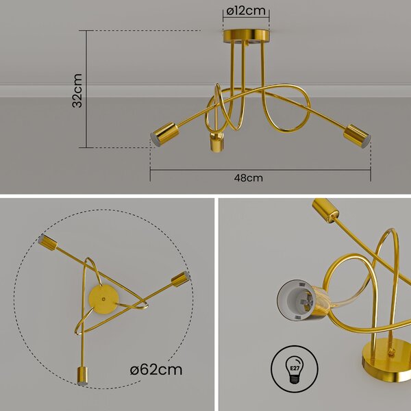 Zlaté závěsné svítidlo E27 230 V, Ø 62 cm