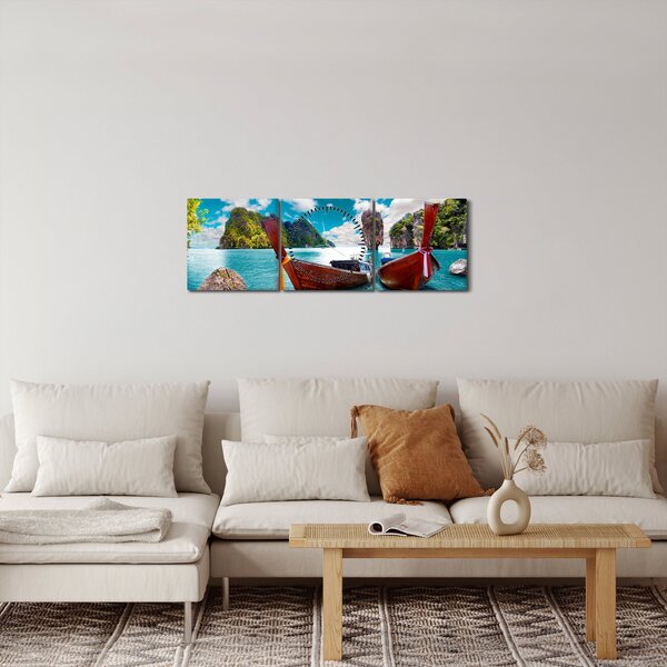 Obraz - Ráj na zemi (s hodinami) (90x30 cm)