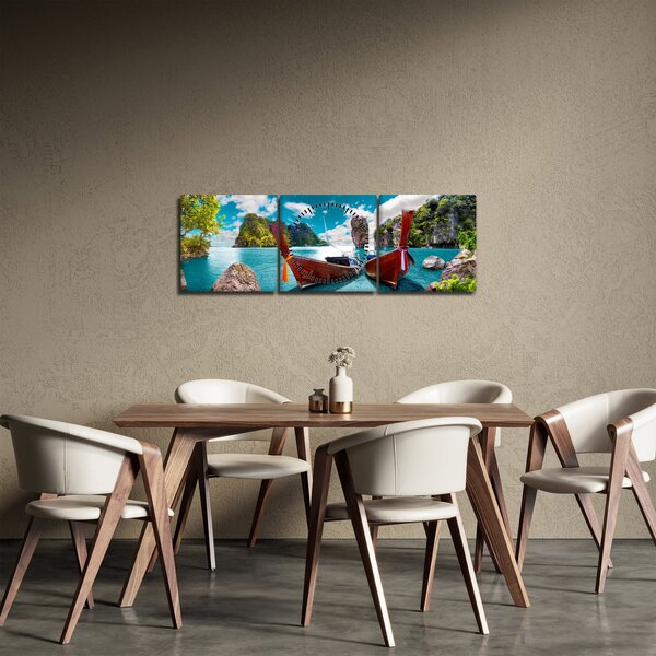 Obraz - Ráj na zemi (s hodinami) (90x30 cm)