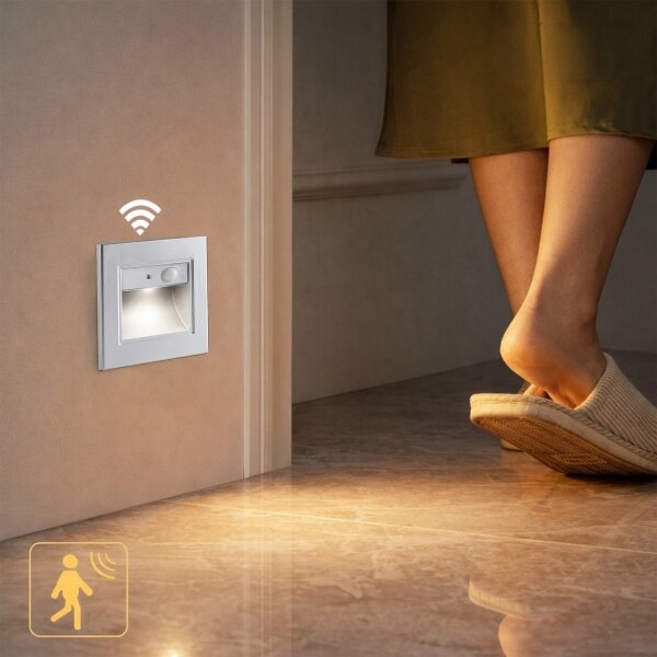 Brilagi - LED Schodišťové svítidlo se senz. STEP LIGHT LED/1,5W/230V IP44 stříb