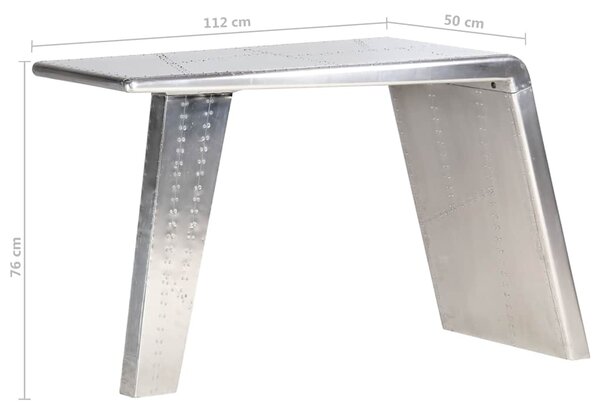 Letecký psací stůl stříbrný 112 x 50 x 76 cm kov 284414