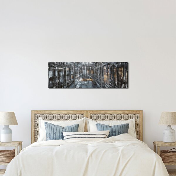 Obraz interiéru staré budovy (s hodinami) (90x30 cm)