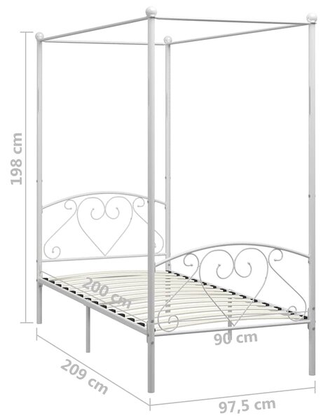 Rám postele s nebesy bílý kovový 90 x 200 cm 284426