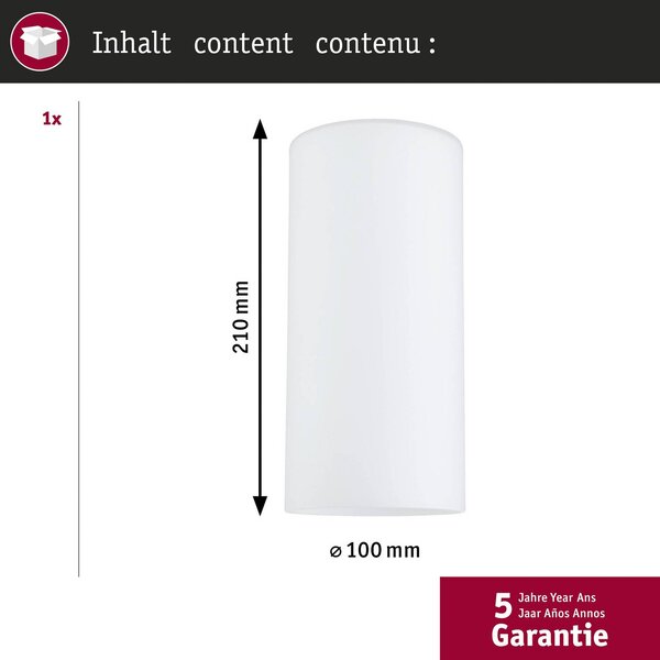 Paulmann URail stínidlo na lampu Raja 2Easy, opálové, Ø 10 cm, Bílá / opál, Obývací pokoj / jídelna, Sklo, Moderní