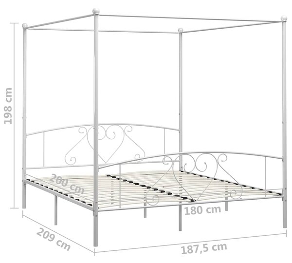 Rám postele s nebesy bílý kovový 180 x 200 cm 284431