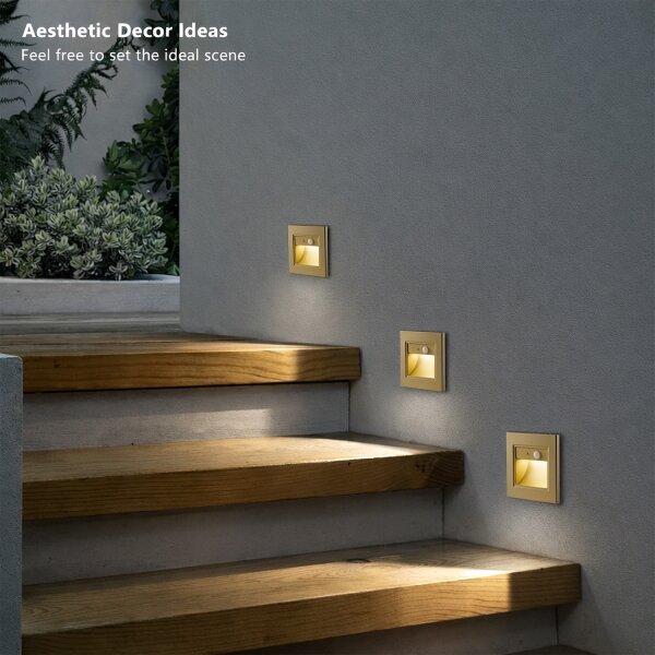 Brilagi - LED Schodišťové svítidlo se senz. STEP LIGHT LED/1,5W/230V IP44 zlatá