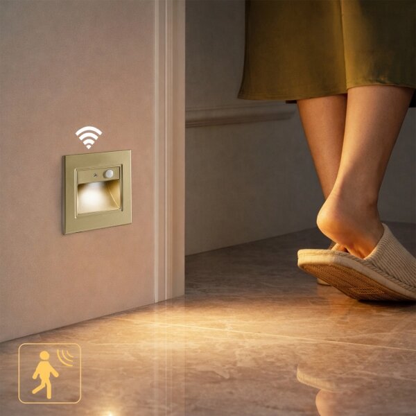 Brilagi - LED Schodišťové svítidlo se senz. STEP LIGHT LED/1,5W/230V IP44 zlatá