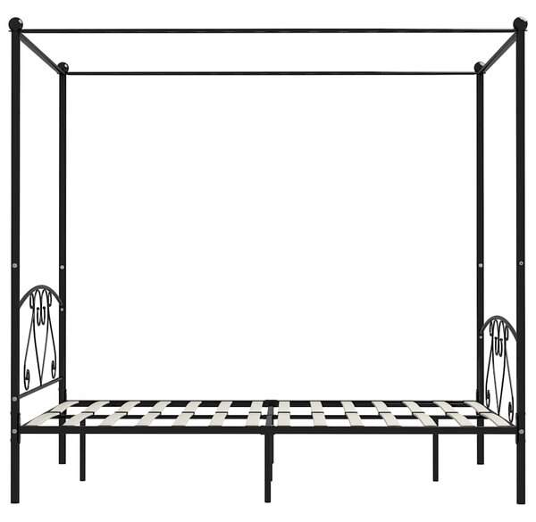 Rám postele s nebesy černý kovový 140 x 200 cm 284436