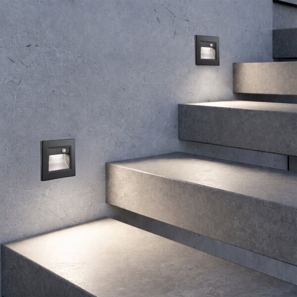 Brilagi - LED Schodišťové svítidlo se senz. STEP LIGHT LED/1,5W/230V IP44 černá