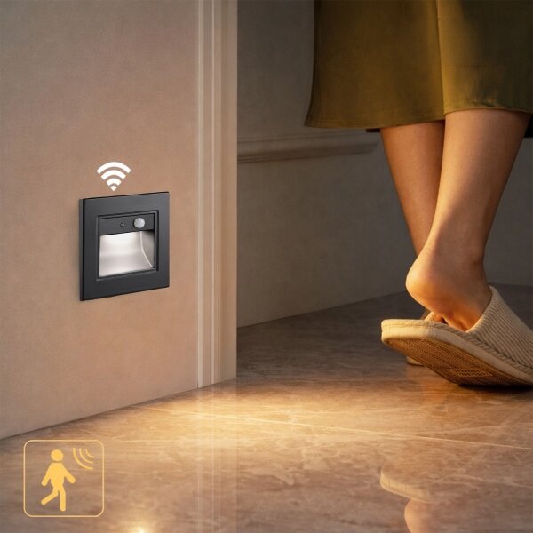 Brilagi - LED Schodišťové svítidlo se senz. STEP LIGHT LED/1,5W/230V IP44 černá