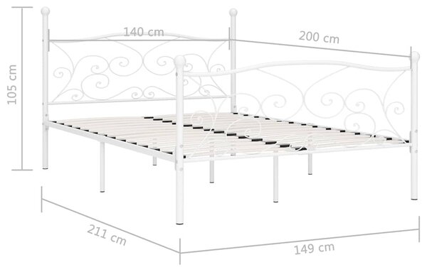 Rám postele s laťkovým roštem bílý kov 140 x 200 cm 284450