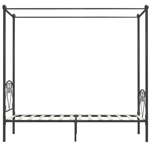 Rám postele s nebesy šedý kovový 100 x 200 cm 284441