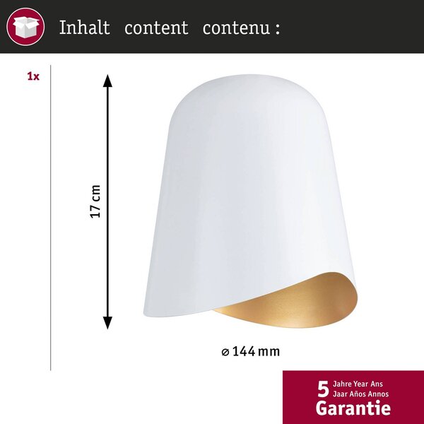 Paulmann Stínidlo na lampu URail Alvaro, bílé/zlaté, DecoSystems, Bílá / opál, Obývací pokoj / jídelna, kov, Moderní