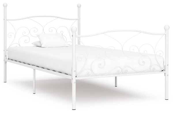 Rám postele s laťkovým roštem bílý kov 90 x 200 cm 284447