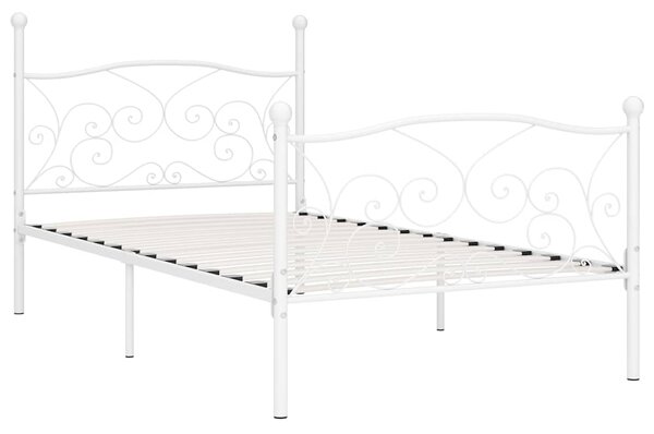 Rám postele s laťkovým roštem bílý kov 90 x 200 cm 284447
