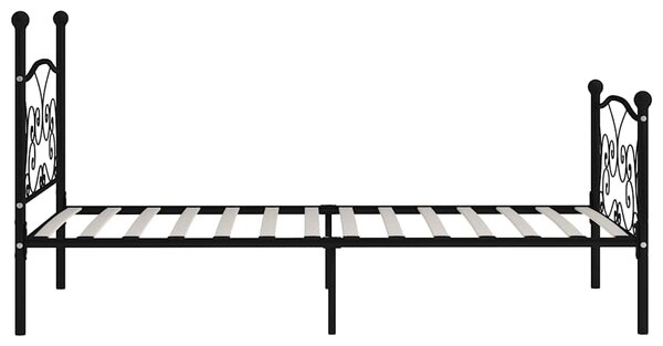 Rám postele s laťkovým roštem černý kov 100 x 200 cm 284455